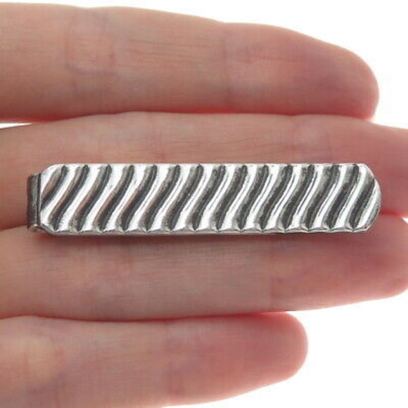 SILVER CITY 925 Sterling Silver Vintage Ribbed Tie Bar Clip